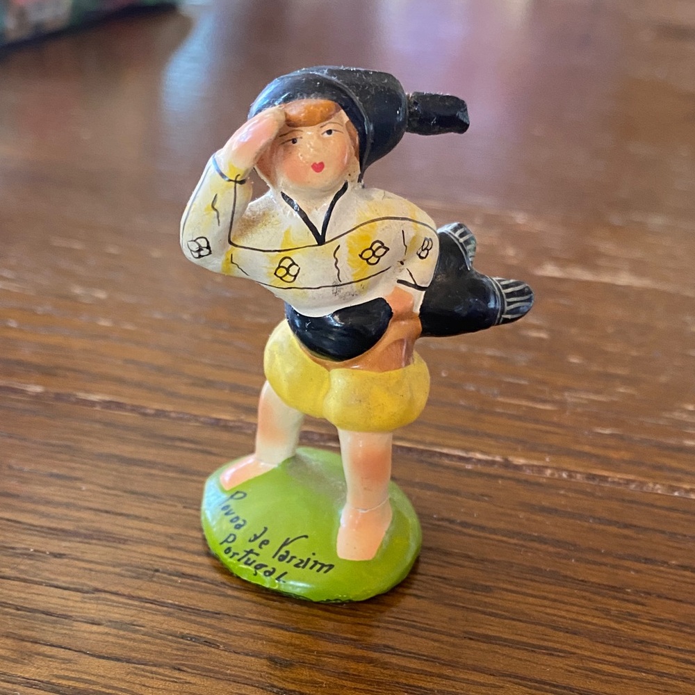Hand-Painted Yellow Folk Art Sculpture Figurine - Povoa de Varzim, Portugal